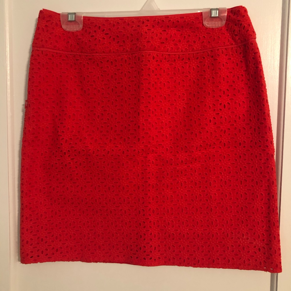 Coral Red Eyelet Skirt